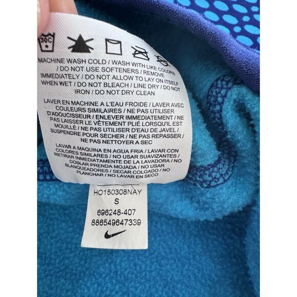 Nike Hooded Pullover Women Small Therma Fit Pockets Athleisure Hoodie Blue Dots - Picture 6 of 12